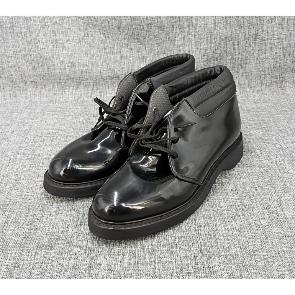 Bates Boots Mens 8D Black High Gloss Vibram Soles Padded Collar Chukka 00053